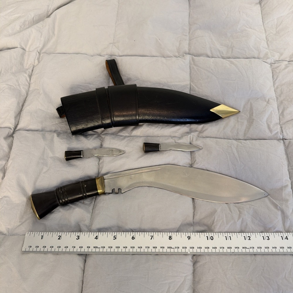 Gurkha KUKRI Knife 15" Handmade Bull Horn/leather Sheath India. See Description!